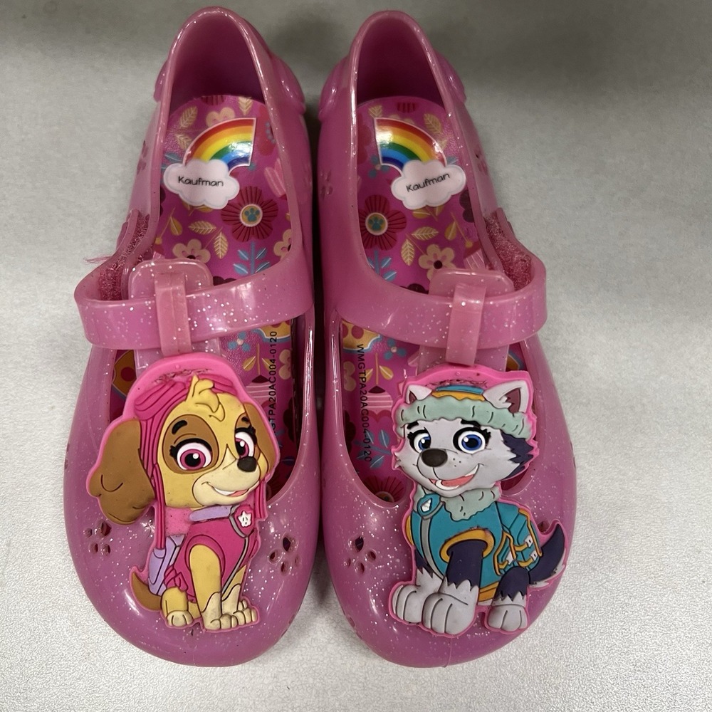 Nickelodeon Girls Size 8 Paw Patrol Pink Glitter Casual‎ Jelly Slip-on Shoe